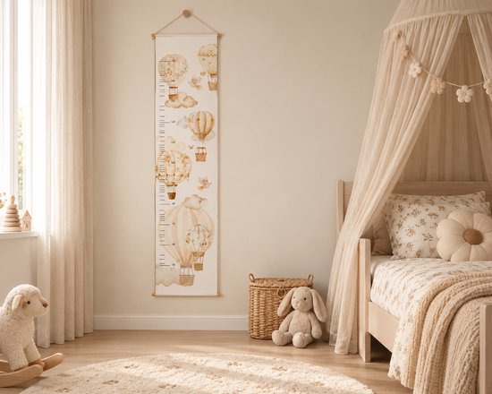 Groeimeter Luchtballonnen-wolken-lucht-ballonnen-kinderkamer-babykamer-kraamcadeau-wanddecoratie