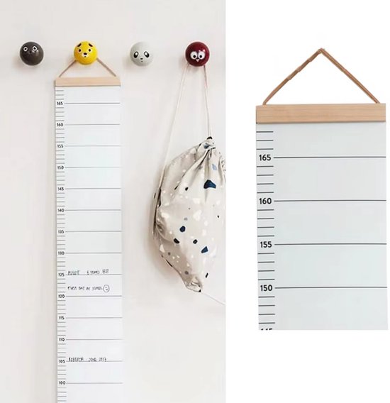 Groeimeter van Hout en Canvas - 50 tot 170cm - Herinnering voor later - Milestone - Groei bijhouden - Peuter - Kleuter - Kind