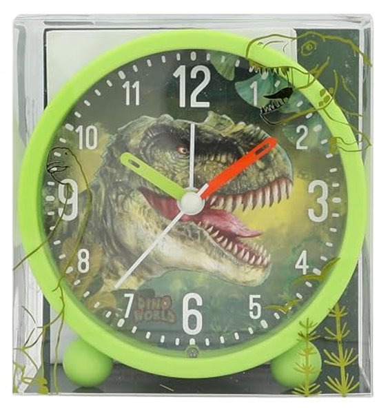 Groene Dino Motief Kinderwekker - Stille Klok met Lichtfunctie en Batterij Inclusief van LUVION