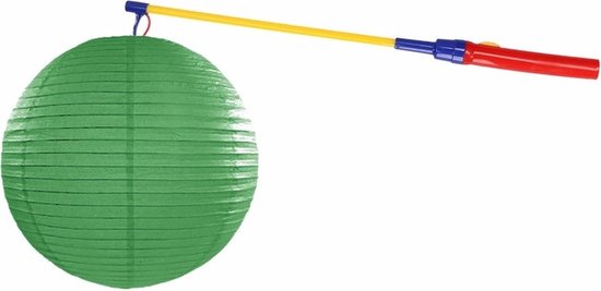 Groene lampion 25 cm met lampionstokje - Sint Maarten lampionnen