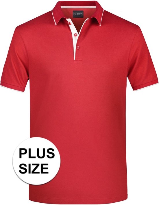 Grote maten polo shirt Golf Pro premium rood/wit voor heren - Rode plus size herenkleding - Werk/zakelijke polo t-shirt 3XL van Golf Pro