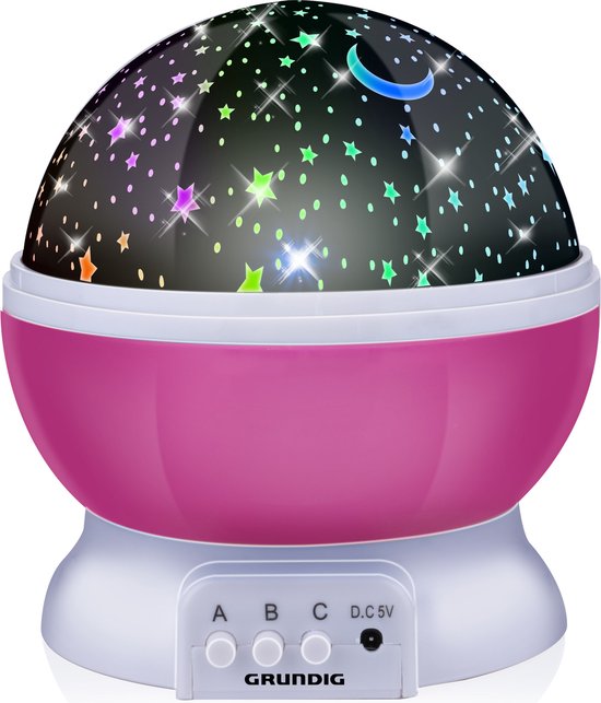 Grundig Nachtlamp sterren projector - 3 standen - 360 graden - galaxy projector sterrenhemel - roze van Grundig