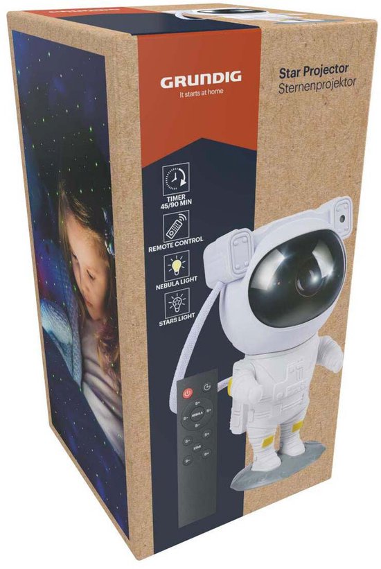Grundig - Sterrenprojector - Astronaut - Kinderkamer - Wit - Inclusief afstandsbediening van Merkloos