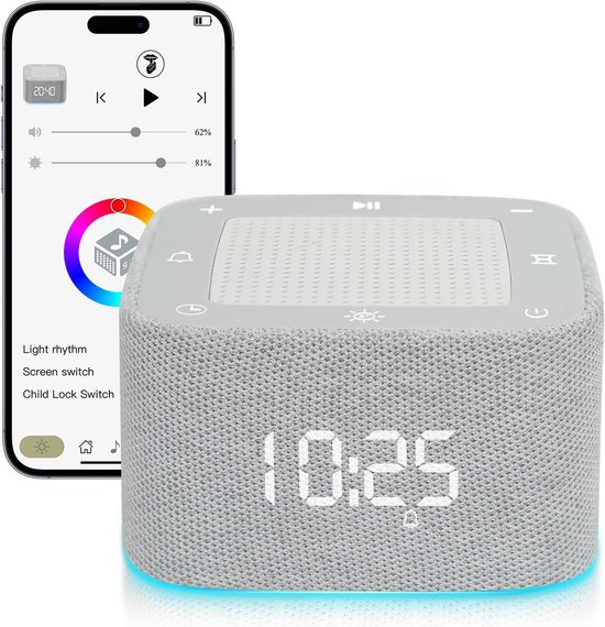 Gsedaox-White Noise Machine-Witte Ruis Machine-Witte Ruis Apparaat-Witte Ruis Slaaptrainer voor Baby-Grijs van Merkloos