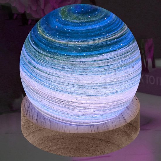 Handgeblazen Glazen Planeet Tafellamp met 16 Kleuren en Afstandsbediening