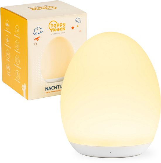 HAPPY NEEDS® Nachtlampje - Bedlampje baby & kinderen - incl. E-book Slaapgids - Dimbaar - USB Oplaadbaar - Wit warm licht - 8 RGB kleuren - Geschikt voor alle leeftijden - Babykamer en slaapkamer - Leeslampje van Merkloos
