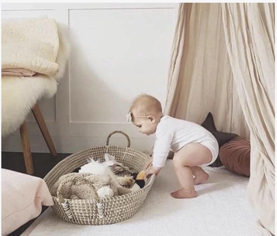 Happywood® Grote verschoonmand - Inclusief dik matras - Zeegras - Verschoningsmand - Changing basket - Babykamer - Mozes mand