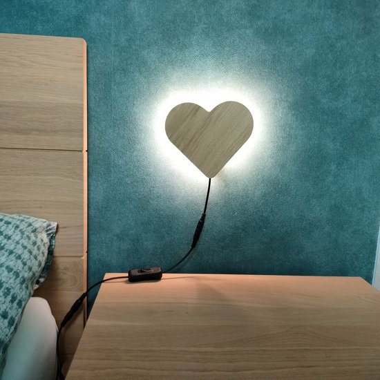 Hartlamp - Eiken Wandlamp - LED van Happy Lamps