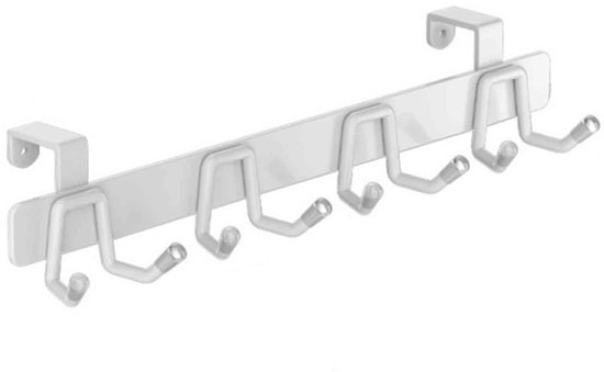 HAUSS SPOLE Deurkapstok- Muur / Wand Kapstok - Hangende Design Muurkapstok - Handdoekrek - Duurzaam en Roestbestendig - Voor Badkamer, Keuken en Slaapkamer - Handdoekhaken, Sleutelhaken -8 Haken Aluminium - Wit