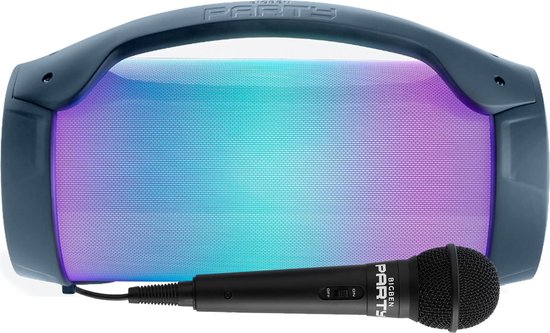 Heldere Bluetooth-luidspreker en Bigben Party BT Lite bedrade microfoon blauw van Bigben