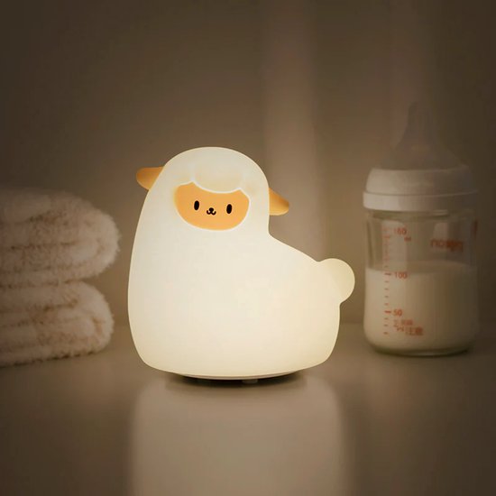 Heppie® Alpaca Lamp - Schaap - lama - Alpie - Nachtlampje voor Kinderen & Baby - Siliconen - Lampje Slaapkamer - Knijplampje - Touch lamp - kraamcadeau - babyshower - bang in het donker - baby cadeau - Melamine & BPA-vrij - Geboorte Cadeau - lampje van Heppie®