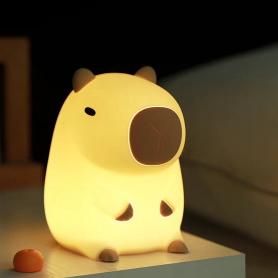 Heppie® Capybara Lamp - Capibara - Nachtlampje voor Kinderen & Baby - Siliconen - Lampje Slaapkamer - Knijplampje - Touch lamp - kraamcadeau - babyshower - bang in het donker - baby cadeau - Melamine & BPA-vrij - Geboorte Cadeau - nachtlampje van Heppie®
