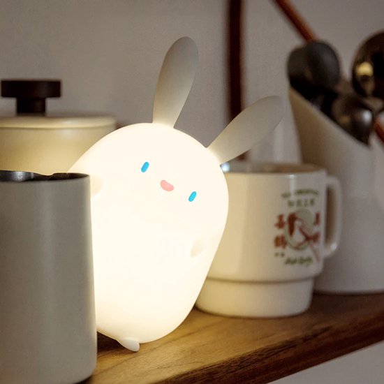 Heppie® Rabbit Lamp - Konijn - Bunny - Nachtlampje voor Kinderen & Baby - Siliconen - Lampje Slaapkamer - Knijplampje - Touch lamp - kraamcadeau - babyshower - bang in het donker - baby cadeau - Melamine & BPA-vrij - Geboorte Cadeau - nachtlampje van Merkloos