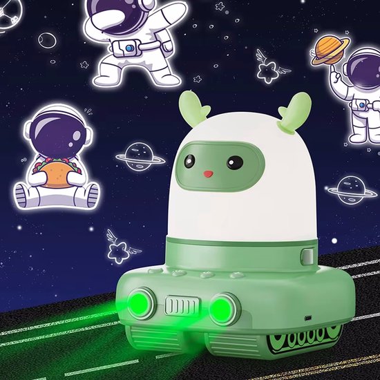 Hertje Nachtlampje Projector voor Kinderen - 3-in-1 Sterrenprojector & Bluetooth Speaker - 6 Thema's - Oplaadbaar - Muziekdoos & Sfeerlicht - Groen van StarLeder