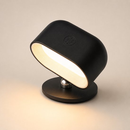 Heuts Goods - Wandlamp - Wandlamp Binnen - Magnetische Wandlamp - Wandlamp Oplaadbaar - Nachtlampje - 360 graden draaien - 5 Standen Dimbaar - 3 Kleuren Warm Wit - Op Tijd Instelbaar - Zwart van Heuts Goods
