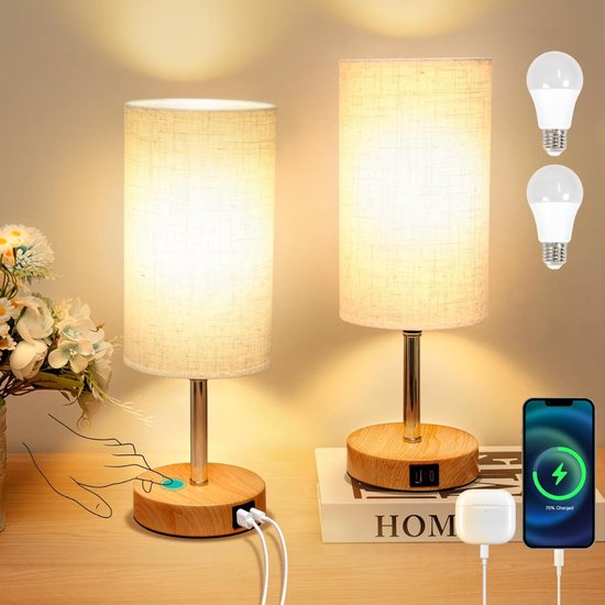 HEZIVO® Bedlampjes Hoofdbord - Leeslamp voor in Bed - Nachtlampje Slaapkamer - Lamp op Nachtkastje - Met USB-C Poort - Set van 2 van Merkloos