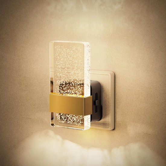 HEZIVO® Stopcontact Lampje - Stekkerlamp met Schemersensor - Stekker Lamp - Instelbare Helderheid - Goud