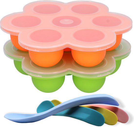 HI NATURE™ Bewaarbakjes babyvoeding - Babyvoedingsaccessoires - Baby bakjes met 4 stuks babylepels - Moedermelk Bewaren - Diepvriesbakjes - Vriezer bakjes - BPA Vrij van HI