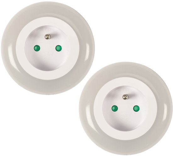 Home Deco Kids LED nachtlamp met lichtsensor - 2x - kinderkamer - extra stopcontact - energiebesparend van Merkloos