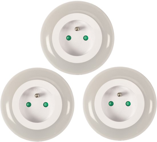 Home Deco Kids LED nachtlamp met lichtsensor - 3x - kinderkamer - extra stopcontact - energiebesparend van Home Deco Kids