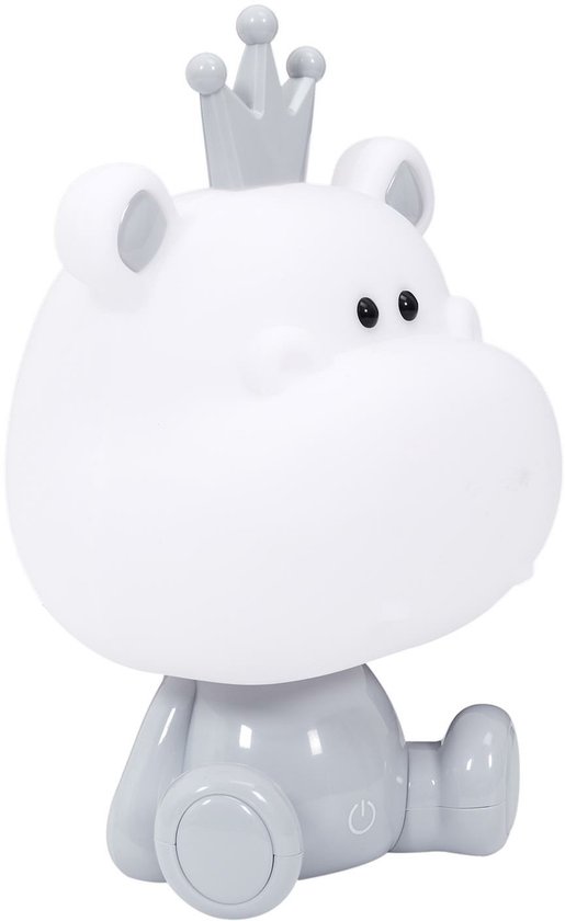 Home Deco Kids Nachtlampje Led - nijlpaard - RGB kleuren - wit - 15 cm - kinderkamer van Home Deco Kids