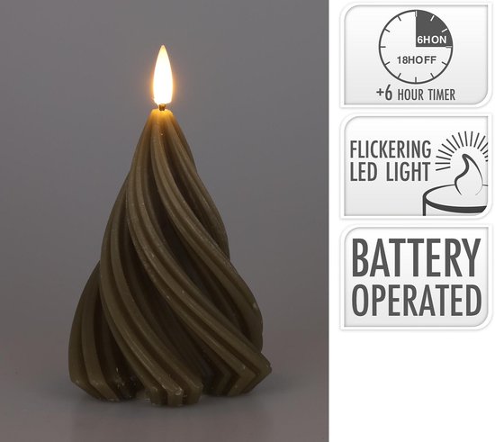 Home & Styling LED kaars boom tafellamp taupe 13cm kinderkamer decoratie.