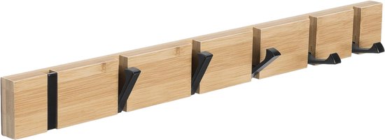 Homium Wandkapstok van bamboe 6 haken - hout - 60 cm - muurkapstok van Homium