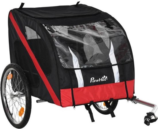 Hondenfietskar - Fietskar - Hondenaanhanger - Honden - Zwart/Rood - 145 x 80 x 87 van VidaXL