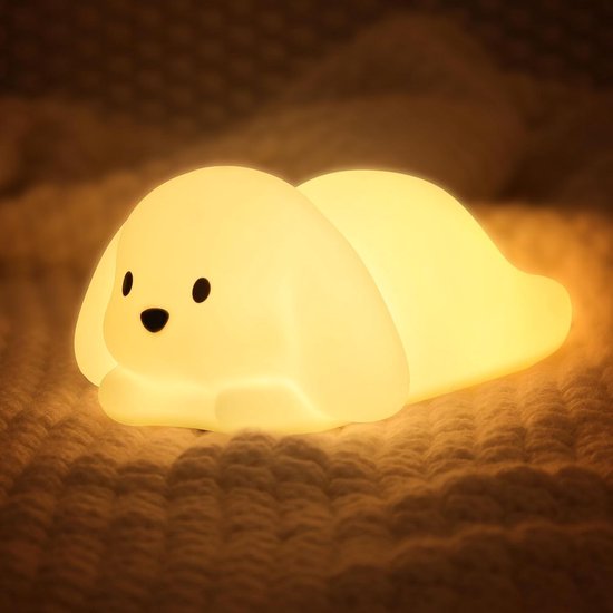 Hondennachtlampje Kind - Babykamer Verlichting - Slaap Assistentie - 7 Kleuren Afstandsbediening - 12x12x15 cm - Wit van Merkloos