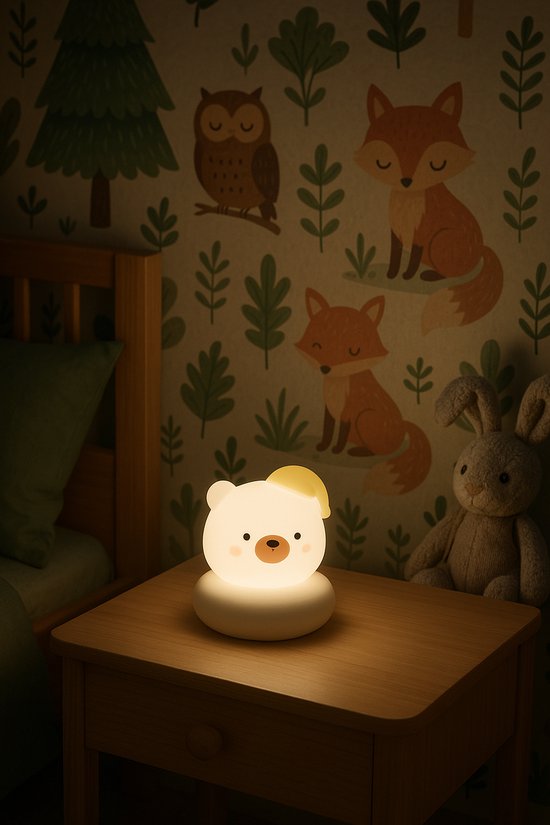 Honeybears – Oplaadbaar nachtlampje – Nachtlampje baby - Dimbaar Bedlampje - Draadloos kinder nacht lampje - Touch to dim - Beertje van Honeybears