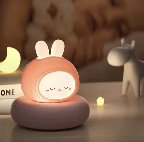 Honeybears – Oplaadbaar nachtlampje – Nachtlampje baby - Dimbaar Bedlampje - Draadloos kinder nacht lampje - Touch to dim - Konijn van Honeybears