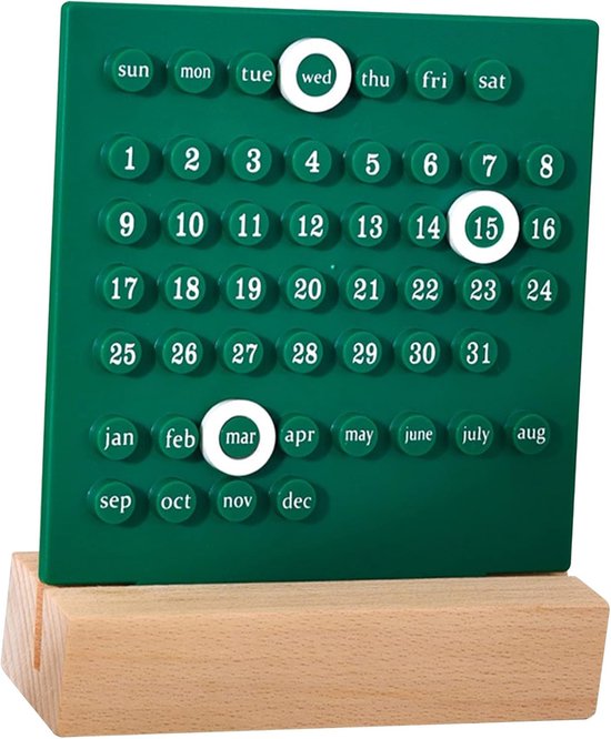 Houten Kinderkalender - Interactieve Planner - Datum Leren - DIY Ontwerp - 16 x 14 cm - Groen