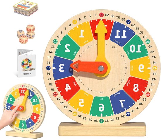 Houten Leerklok - Educatief Horloge Kind - Tijd Leren Lezen - Milieuvriendelijk Hout - 20 cm - Niet gespecificeerd