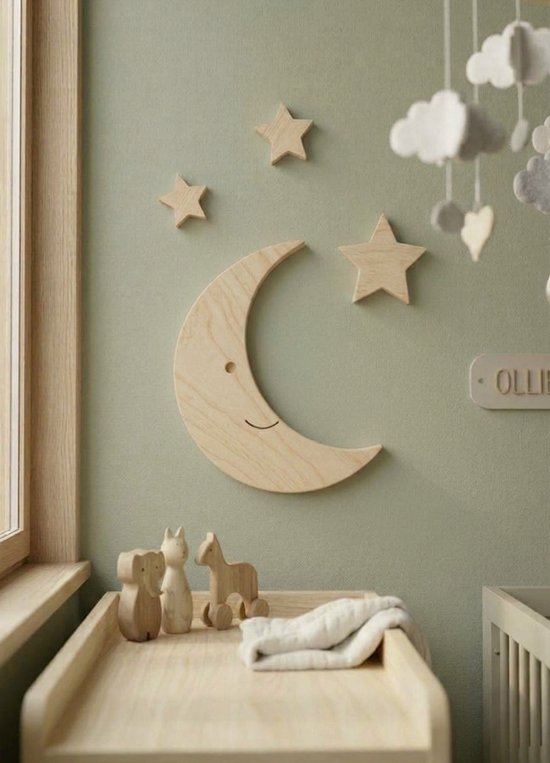 Houten Maan - Muurdecoratie - Babykamer - Kinderkamer