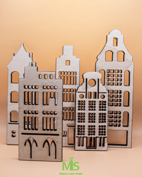 Houten Mini Huizen, Set van 5 Houten Huis Vormen,kerst huizen, DIY Huis Blank, DIY Huis Decoratie, kerst decoratie Hout Craft Supplies/ amsterdamse huizen/ suvenier/houten huisjes/ kerst huisjes