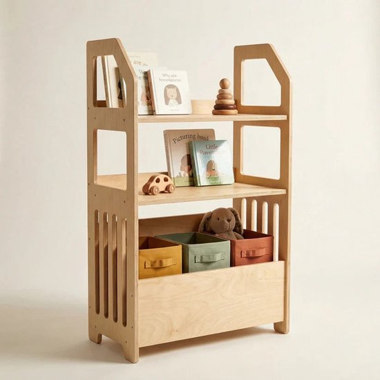 Houten Montessori Kast met box - Licht Roze