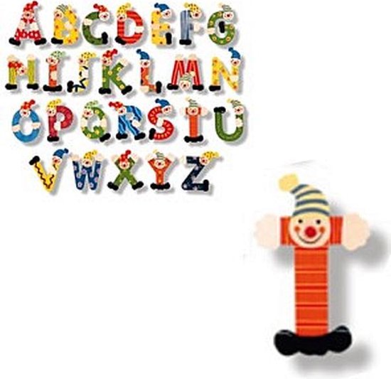 Houten naam letter clown, T