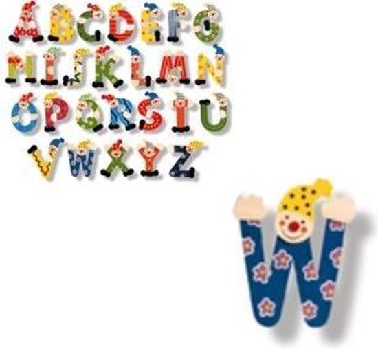 Houten naamletter clown, W