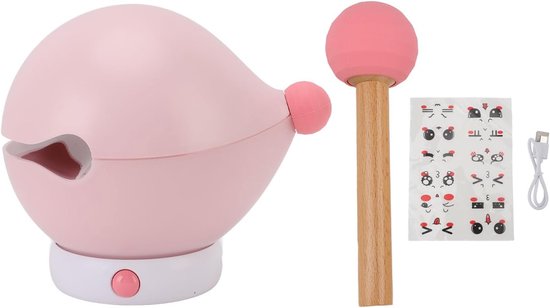 Houten Vis Nachtlampje - Oplaadbare Dimbare Tafellamp - Met Leuke Stickers - Drie Helderheidsniveaus - Klein Draadloos Bedlampje - Geschikt voor Babykamer - Badkamer - Sfeervol Nachtlampje - Dimbare Tafellamp - Houten Vis Kloppende Lamp (Roze) van Merkloos