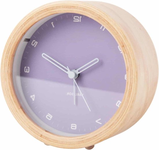 Houten Wekker - Gentle Alarm - Wakker Worden - Zacht Nachtlampje - Ø11.8cm - Paars