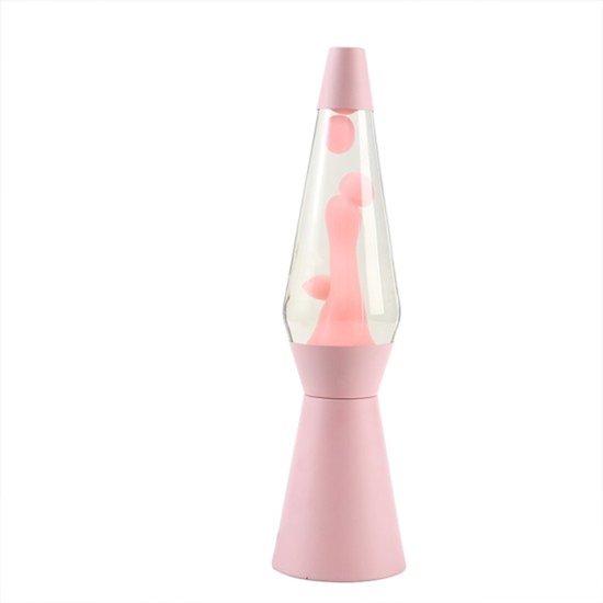 i-Total Lavalamp - Lava Lamp - Sfeerlamp - 40x11 cm - Glas/Aluminium - 30W - roze lava met roze voet - XL3114