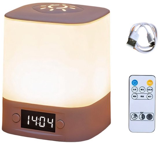 IBETTERTEC LED Nachtlamp Nachtlicht - Sfeerverlichting -Zaklamp -Touch Bediening - 3 Lichtkleuren - Traploos Dimmen - Met Afstandsbediening en Digitale Klok (Wecker) - voor Slaapkamer, Kinderkamer van Merkloos