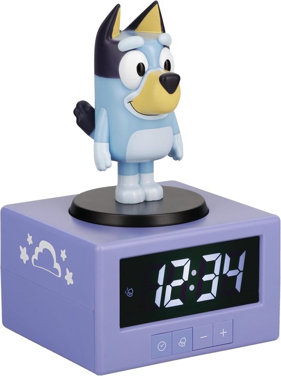 Icon Alarmklok - Kinderwekker Digitale Klok - Kinderen Wakker Maken - Met Thema Melodie - 15.6 cm Hoog - Blauw