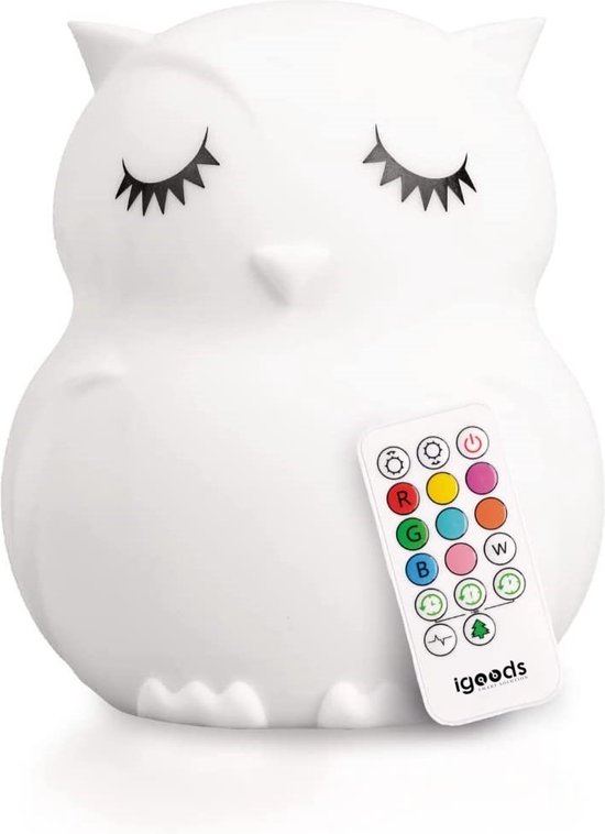 Igoods 8 kleurige LED kinder Nachtlampje - uil - Kinderkamerlamp - Slaaphulp van Igoods