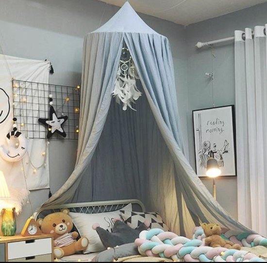 IL BAMBINI - Grote Baby Klamboe voor Babykamer - Babybedje - Blue - lichtblauw - Polyester - hemeltje