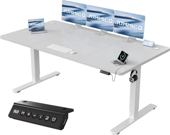 In hoogte verstelbaar elektrisch bureau 180 x 80 cm met USB-oplaadpoort - Ergonomisch design
