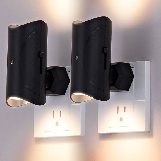 Inductieve nachtlampje - Instelbare helderheid en draaibare plug-in - Sfeerlamp voor gang, woonkamer en slaapkamer - 2 stuks per verpakking van Merkloos