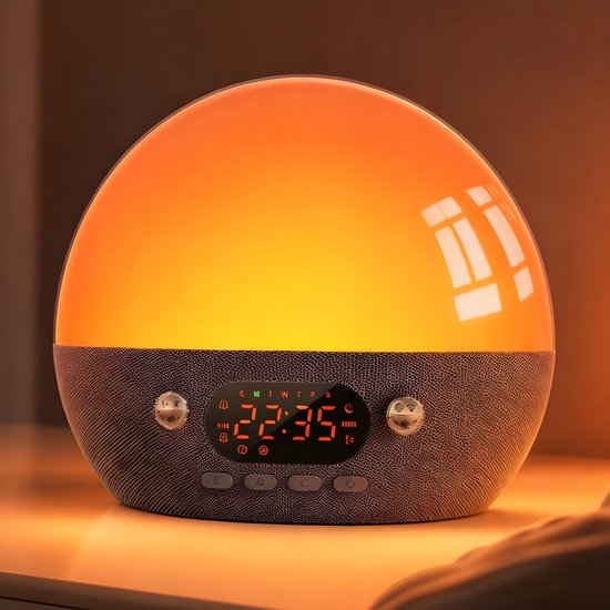 Inga Smart Wake up Light with Wifi App & Bluetooth-luidspreker - Lichtwekker - Zonsopgangwekker - Digitale wekker met 11 White Noise Sound Machine voor kinderen en volwassenen van Inga