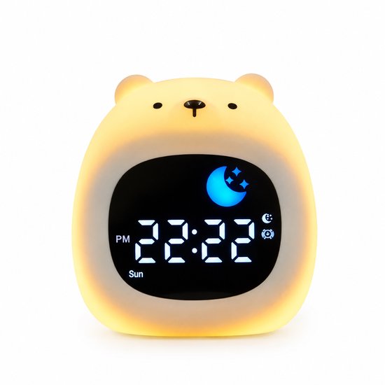 Innovastore Slaaptrainer - Kinderwekker - Slaaptrainingsklok - Aanraaknachtlampje - Digitale wekker - RGB Light - Beervormig van Innovastore