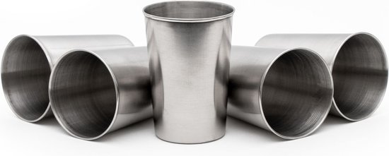 INTIRILIFE 5 x stapelbare roestvrijstalen bekers in 55 ml, voor camping, outdoor, metalen beker, beker, beker, glas, herbruikbaar, zonder plastic, geschikt voor kinderen van INTIRILIFE
